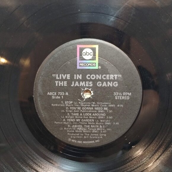 THE JAMES GANG "Live In Concert" Vinyl Record ABCX 733 1971 - Picture 4 of 5